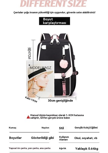 Junior Sırt Çantası Taşınabilir USB Sırt Çantası Hafif Su Geçirmez Büyük Kapasiteli Okul Çantası (Yurt Dışından) modelleri