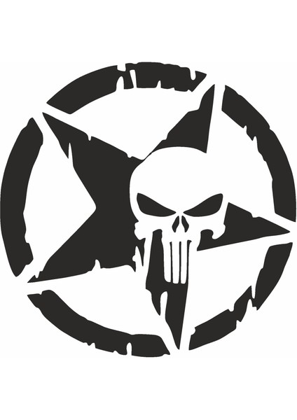 Punisher Kurukafa Askeri Yıldız Araba Oto Motosiklet Karavan Sticker 00473