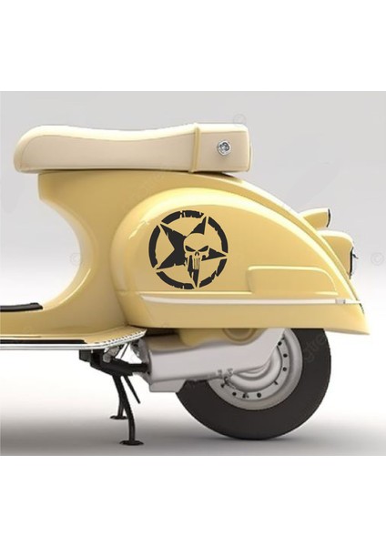 Punisher Kurukafa Askeri Yıldız Araba Oto Motosiklet Karavan Sticker 00473 fiyatları