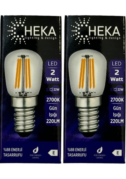 2W (22W) 2700K (Sarı Işık) E14 Duylu LED Rustik Ampul (2 Adet)