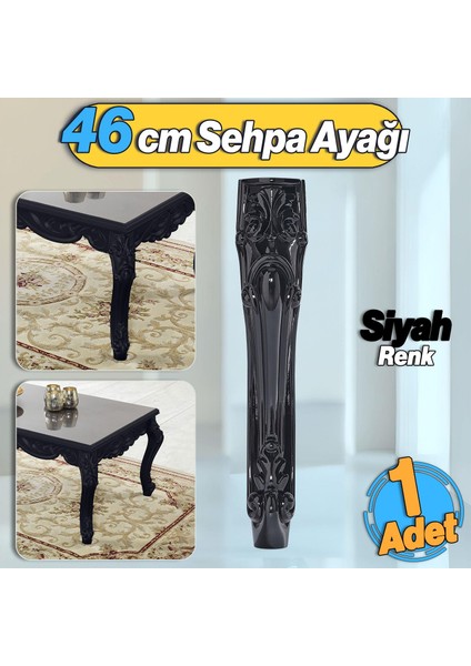 Erva Plastik Sehpa Ayağı 46 cm Siyah Renk Orta Ayak Zigon Sehpa Mobilya Masa Ayakları Siyah 1 Adet