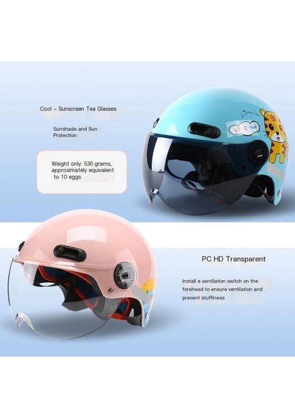 Çocuk Elektrikli Bisiklet Kaskı, Motosiklet Şapkası, Nefes Alabilen Güneş Korumalı Kask (Yurt Dışından)