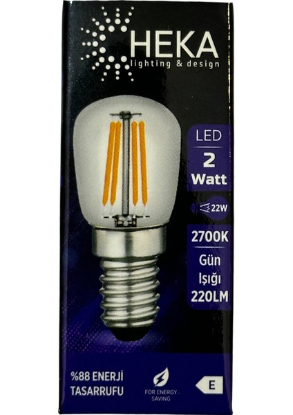 2W (22W) 2700K (Sarı Işık) E14 Duylu LED Rustik Ampul