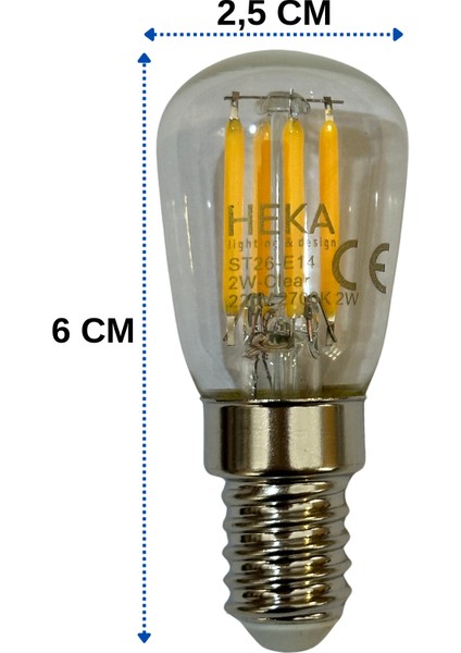 2W (22W) 2700K (Sarı Işık) E14 Duylu LED Rustik Ampul