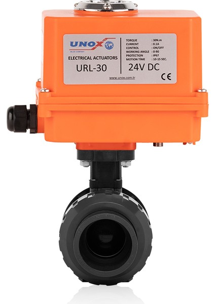 Ø50 220V DC Elektrik Aktüatörlü U-Pvc Küresel Vana Asit İçin