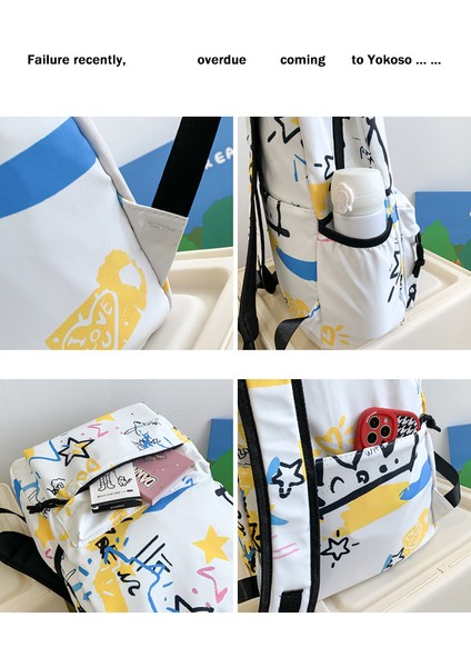 Popüler Graffiti Rahat Sırt Çantası Yıldız Rengi Harajuku Öğrenci Okul Çantası (Yurt Dışından) fiyatları