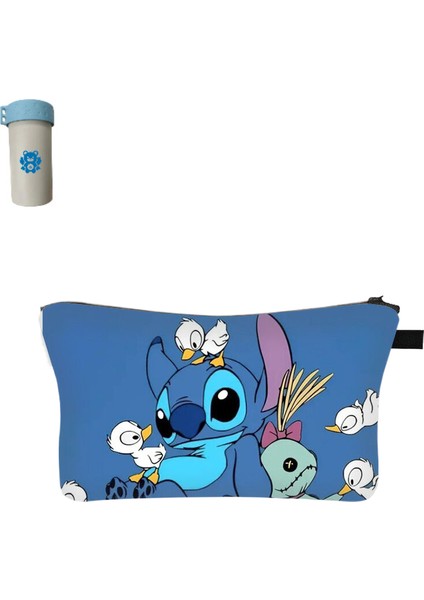 Disney Stitch Bayan Kozmetik Çantası Kız Karikatür Sevimli Baskı Seyahat Makyaj Tuvalet Malzemeleri Taşınabilir (Yurt Dışından)