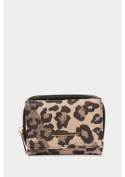 Kadın Leopar Desenli Suni Deri Cüzdan