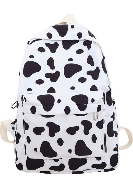 Rahat Büyük Kapasiteli Sırt Çantası Inek Deseni Moda Kızlar Kore Versiyonu Düz Renk Basit Üniversite Öğrencisi Okul Çantası Seyahat Sırt Çantası (Yurt Dışından)