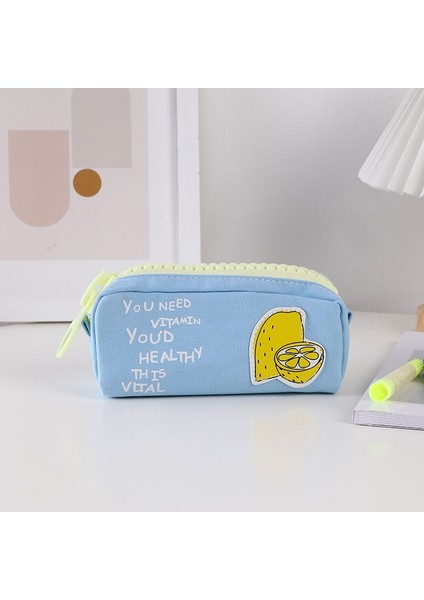 Yaz Meyve Büyük Fermuarlı Kanvas Kalem Çantası Büyük Kapasiteli Fermuarlı Kalem Çantası Küçük Taze Kırtasiye Çantası (Yurt Dışından)