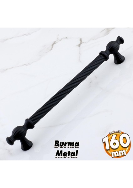 Burma Siyah Metal Kulp 160 mm - 16 cm Mobilya Çekmece Mutfak Dolabı Dolap Kulpları Kulbu Kulpu Siyah
