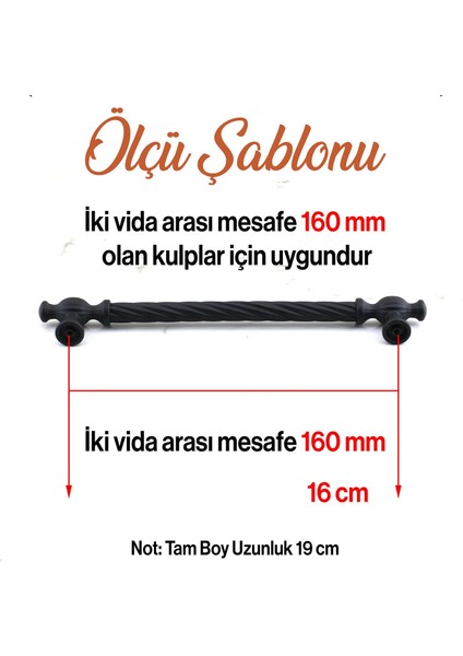 Burma Siyah Metal Kulp 160 mm - 16 cm Mobilya Çekmece Mutfak Dolabı Dolap Kulpları Kulbu Kulpu Siyah