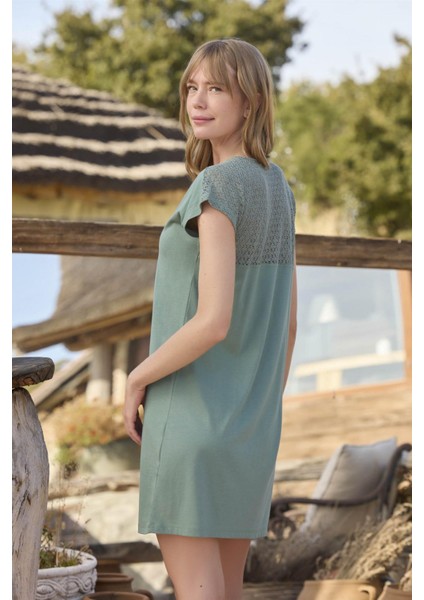 Kadın Dantelli ve Baskılı "see The World" Gecelik 24114 fırsatları