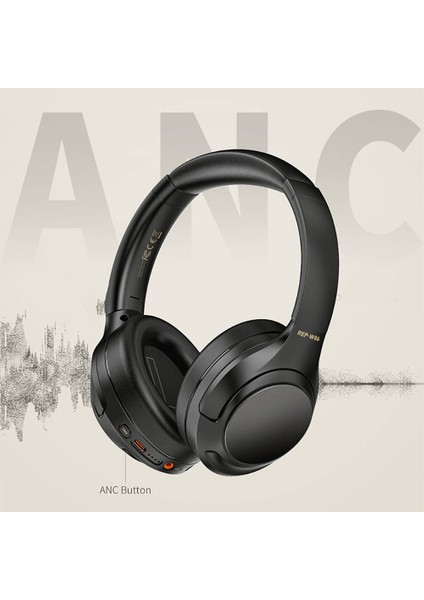 Bluetooth Kulaklık Aktif Gürültü Önleyici Anc Özellik Recci REP-W86 Hi-Fi Ses Kulak Üstü V5.3 Siyah