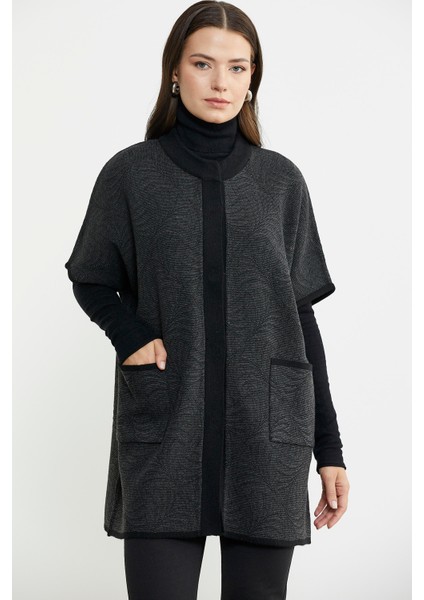 Yarasa Kısa Kol Yünlü Triko Ceket - Siyah fiyatları