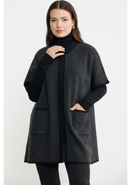 Yarasa Kısa Kol Yünlü Triko Ceket - Siyah fırsatları