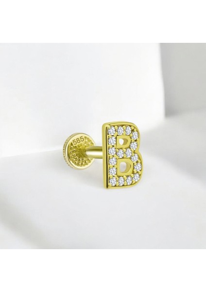 Altın B Harfi Tragus Piercing