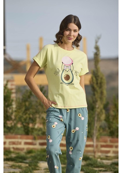 Kadın Desenli ve Baskılı "yoga Sport" Pijama Takımı 24120 fırsatları