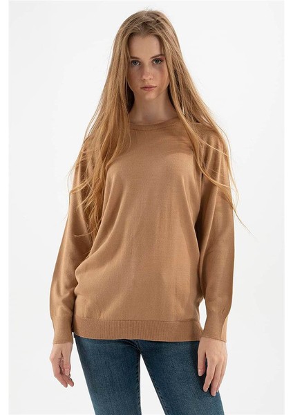 Bisiklet Yaka Tunik Camel