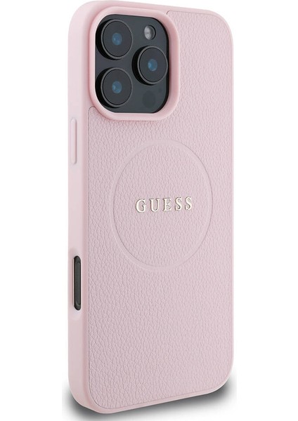 iPhone 16 Pro Max Kılıf Guess Orjinal Lisanslı Magsafe Şarj Özellikli Yazı Logolu Grained Pembe fiyatları