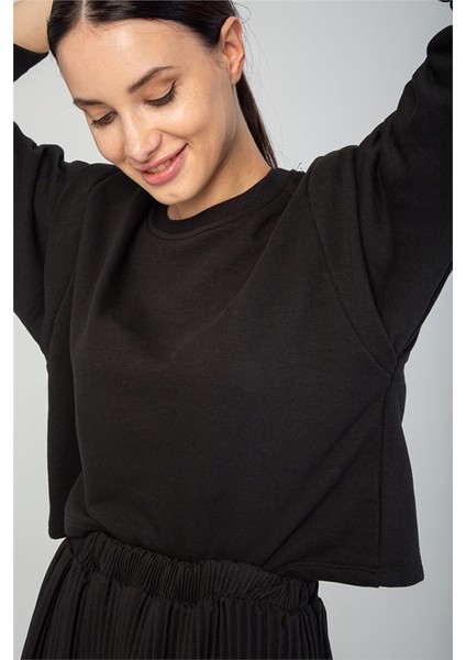 Crop Sweatshirt Siyah