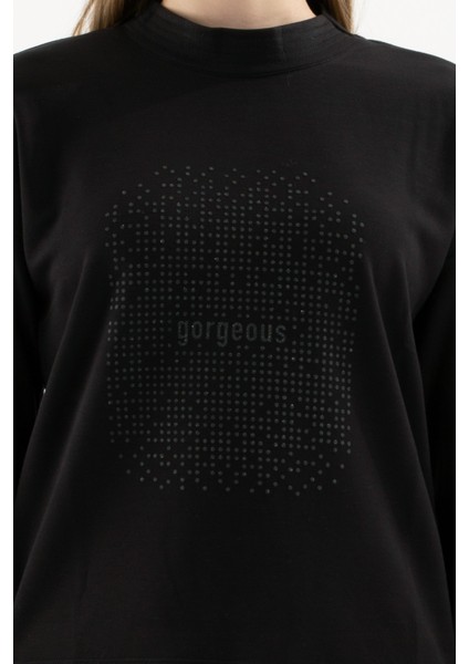 Baskılı Sweatshirt Siyah / Black