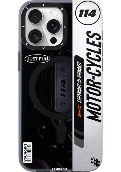 iPhone 14 Pro Uyumlu Kılıf Magsafe Şarj Özellikli Motorcycle Legend Serisi Kapak Siyah