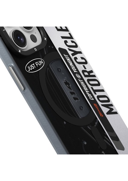 iPhone 14 Pro Uyumlu Kılıf Magsafe Şarj Özellikli Motorcycle Legend Serisi Kapak Siyah modelleri