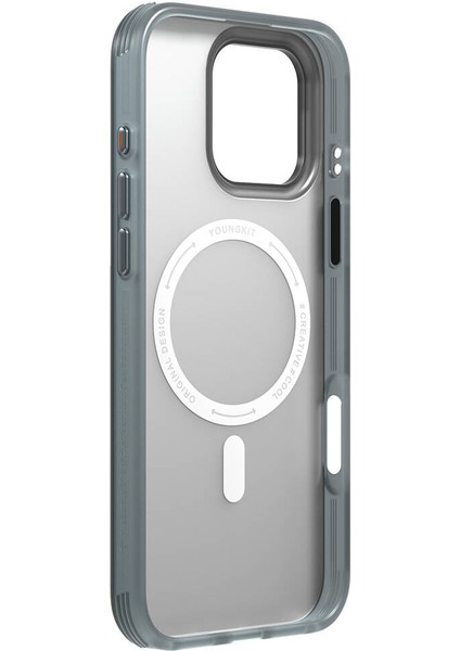iPhone 16 Pro Max Uyumlu Kılıf Magsafe Şarj Özellikli Youngkit Literary Serisi Shakespeare Kapak Gri