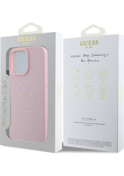 iPhone 16 Pro Max Kılıf Guess Orjinal Lisanslı Magsafe Şarj Özellikli Yazı Logolu Grained Pembe fırsatları