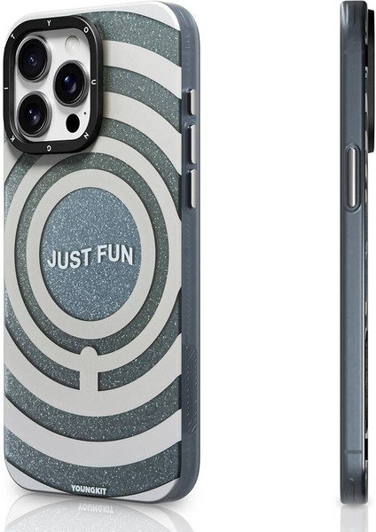 iPhone 14 Pro Max Uyumlu Kılıf Magsafe Şarj Özellikli Star Dazzle Serisi Kapak Gri