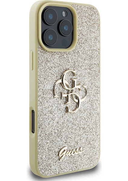 Apple iPhone 16 Pro Max Uyumlu Kılıf Orjinal Lisanslı 4g Büyük Metal Logolu Glitter Kapak Gold fiyatları