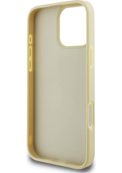 Apple iPhone 16 Pro Max Uyumlu Kılıf Orjinal Lisanslı 4g Büyük Metal Logolu Glitter Kapak Gold modelleri