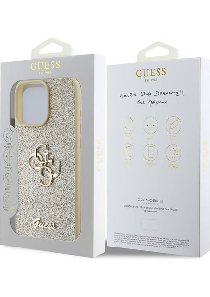 Apple iPhone 16 Pro Max Uyumlu Kılıf Orjinal Lisanslı 4g Büyük Metal Logolu Glitter Kapak Gold fırsatları