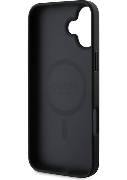 iPhone 16 Uyumlu Kılıf Guess Orjinal Lisanslı Magsafe Şarj Özellikli 4g Desenli Yazı Logolu Siyah