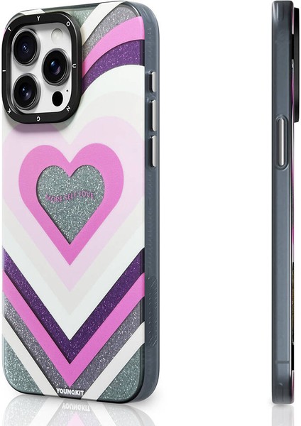 iPhone 15 Pro Uyumlu Kılıf Magsafe Şarj Özellikli Star Dazzle Serisi Kapak Pembe