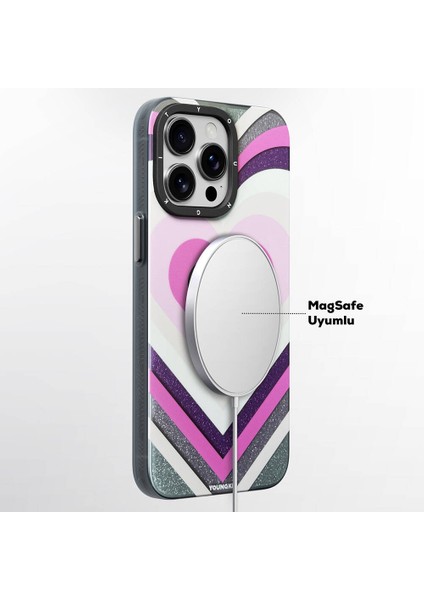 iPhone 15 Pro Uyumlu Kılıf Magsafe Şarj Özellikli Star Dazzle Serisi Kapak Pembe indirimleri