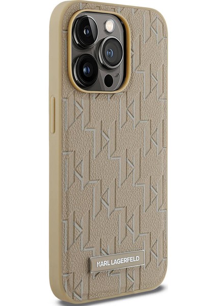 Apple iPhone 14 Pro Max Kılıf Lisanslı Magsafe Şarj Özellikli Kl Yazılı Hot Stamp Krem modelleri