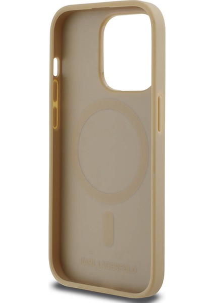 Apple iPhone 14 Pro Max Kılıf Lisanslı Magsafe Şarj Özellikli Kl Yazılı Hot Stamp Krem fırsatları