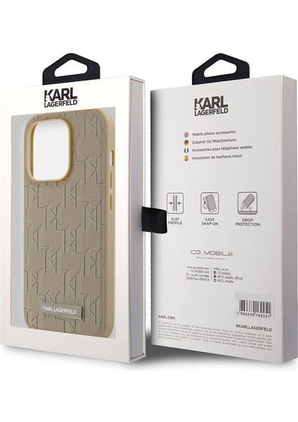 Apple iPhone 14 Pro Max Kılıf Lisanslı Magsafe Şarj Özellikli Kl Yazılı Hot Stamp Krem indirimleri