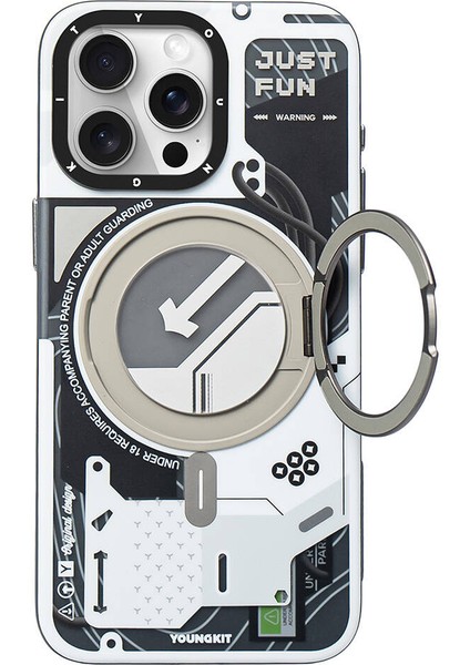 iPhone 15 Pro Uyumlu Kılıf Magsafe Şarj Özellikli 360° Standlı Starship Serisi Kapak Beyaz fiyatları