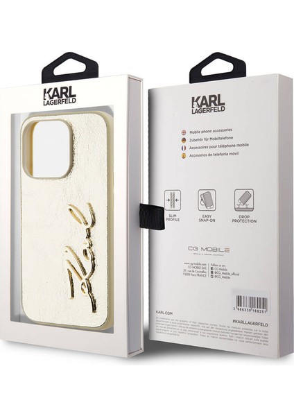 Apple iPhone 15 Pro Kılıf Lisanslı 3D Kl Yazılı Tüylü Arka Yüzey Saffiano Rhinestones Gold indirimleri