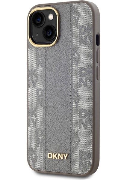 iPhone 15 Uyumlu Kılıf Dkny Orjinal Lisanslı Magsafe Şarj Özellikli 3D Yazılı Checkered Pattern Krem fiyatları