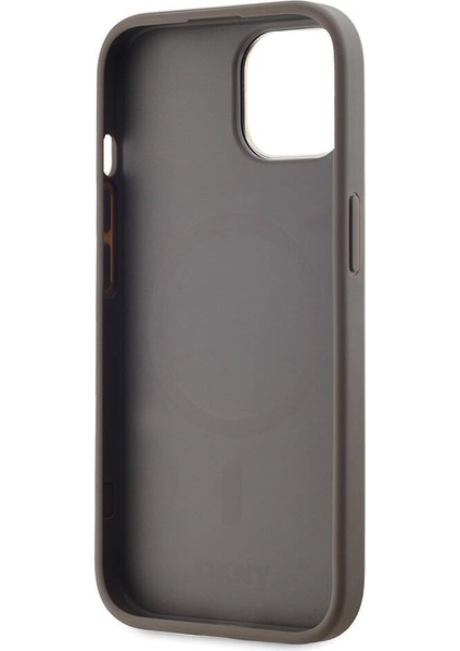 iPhone 15 Uyumlu Kılıf Dkny Orjinal Lisanslı Magsafe Şarj Özellikli 3D Yazılı Checkered Pattern Krem modelleri