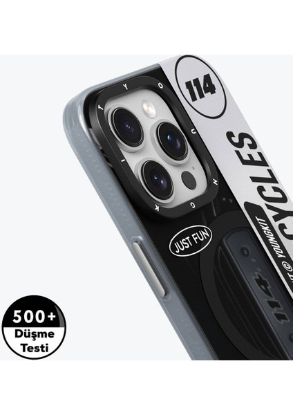 iPhone 15 Pro Uyumlu Kılıf Magsafe Şarj Özellikli Motorcycle Legend Serisi Kapak Siyah