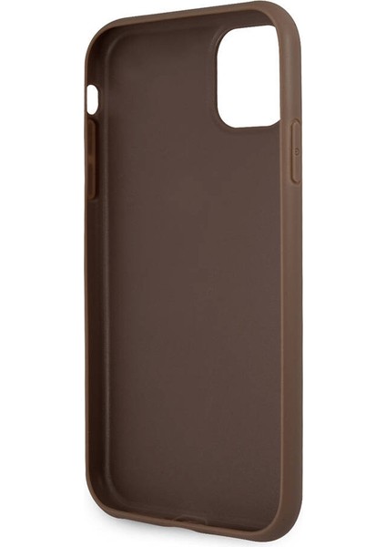 iPhone 11 Uyumlu Kılıf Guess Pu Deri Büyük Metal Logo Dizaynlı Kapak Kahverengi fırsatları