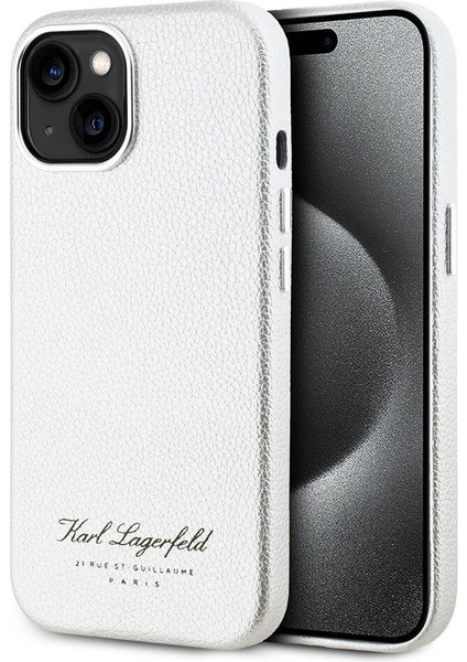 Apple iPhone 15 Uyumlu Kılıf Orjinal Lisanslı Kl Yazılı Hotel Kapak Gri