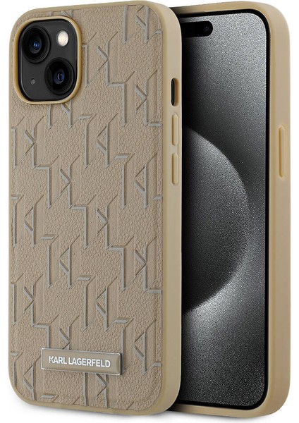 Apple iPhone 14 Kılıf Orjinal Lisanslı Magsafe Şarj Özellikli Kl Yazılı Hot Stamp Krem