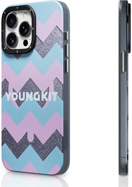 iPhone 15 Pro Max Uyumlu Kılıf Magsafe Şarj Özellikli Star Dazzle Serisi Kapak Turkuaz