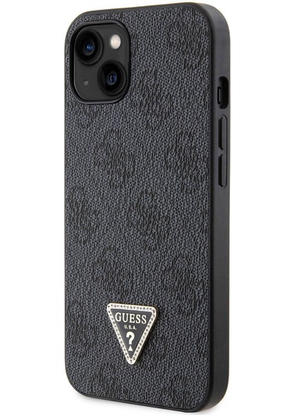 iPhone 14 Uyumlu Kılıf Guess Orjinal Lisanslı Pu Deri Taşlı Üçgen Logo 4g Desenli Kapak Siyah fiyatları